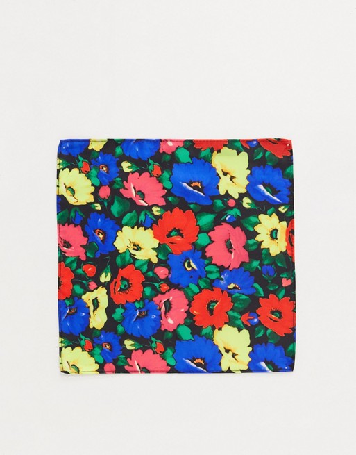 ASOS DESIGN pocket square in bright floral design cravat