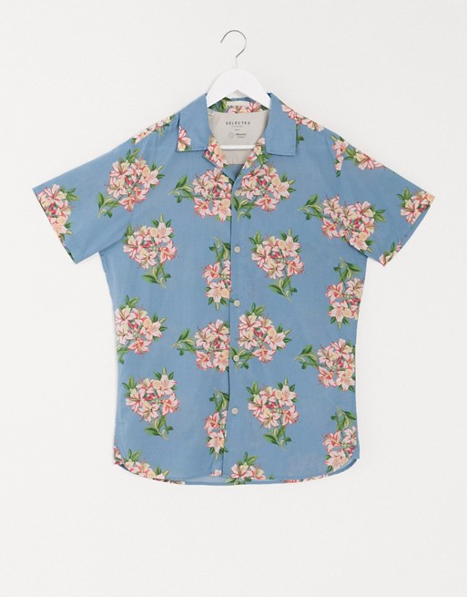 Selected Homme revere collar shirt in floral print