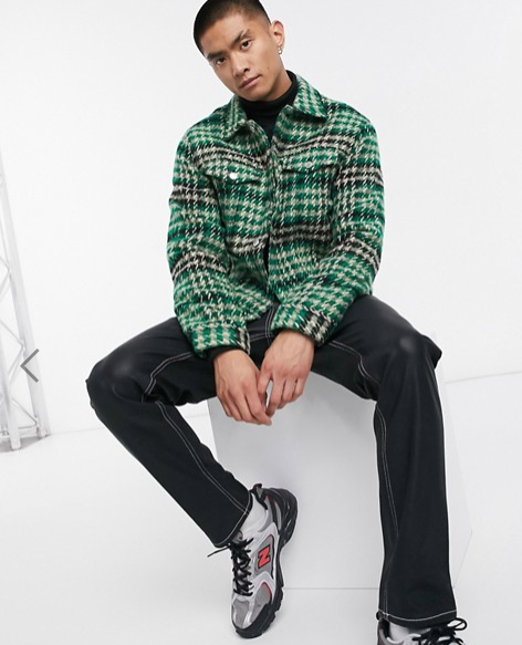 Weekday Milton Checked Jacket in Green