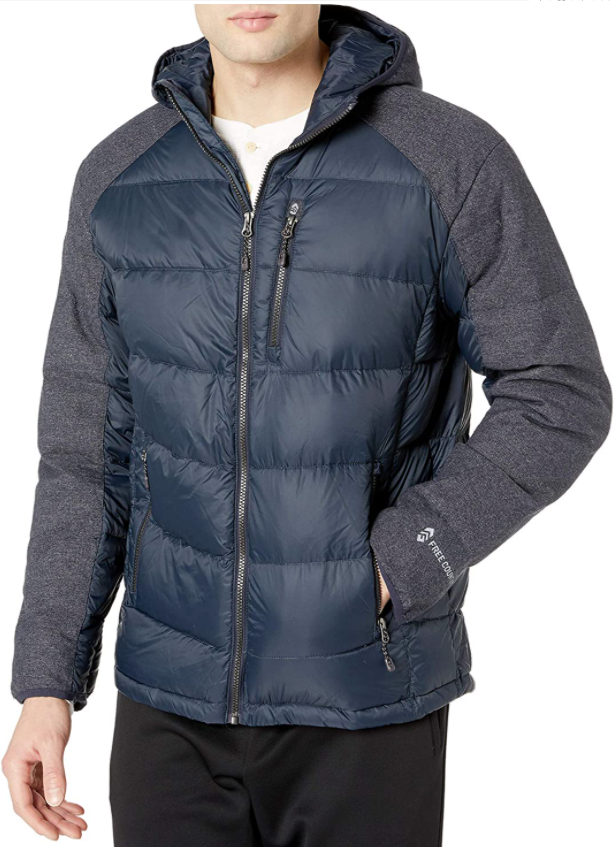 Free Country Men's Down Puffer Jacket with Poly Heather Trim
