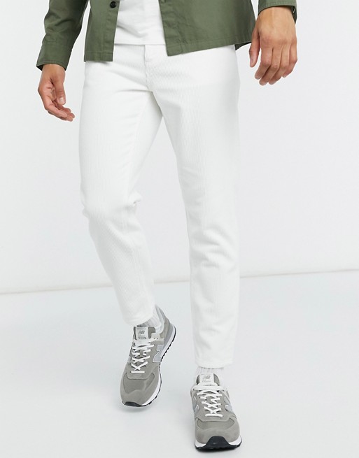 ASOS DESIGN classic rigid corduroy jeans in white