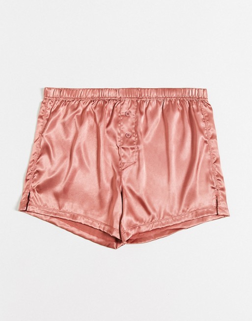 ASOS DESIGN woven satin boxer short in light pink