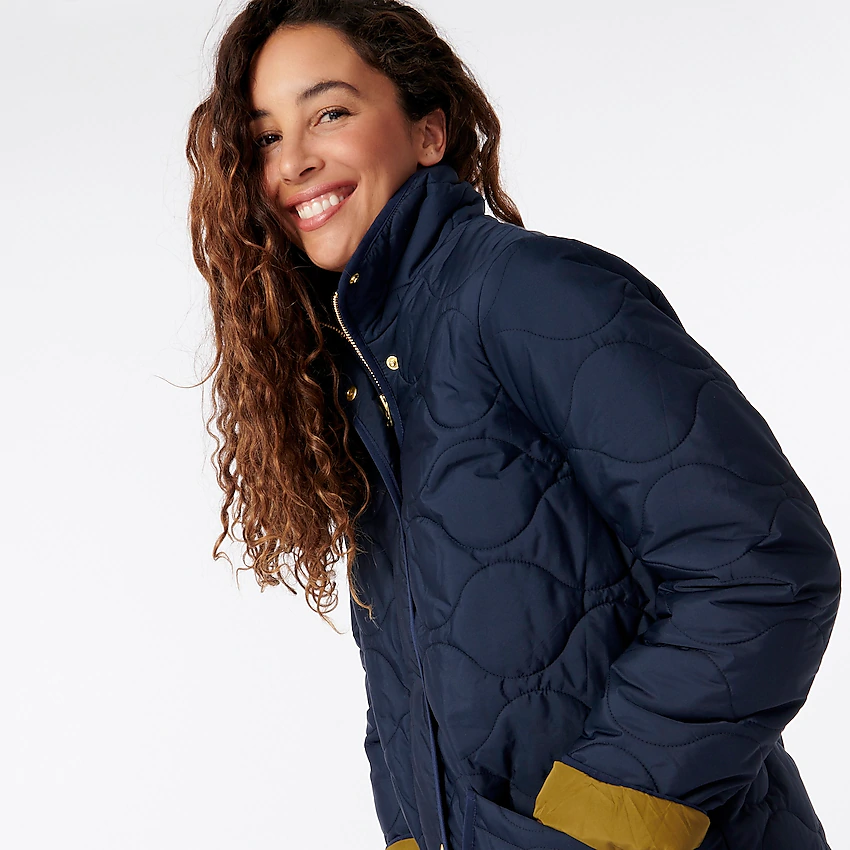Petite quilted cocoon puffer with PrimaLoft® Navy