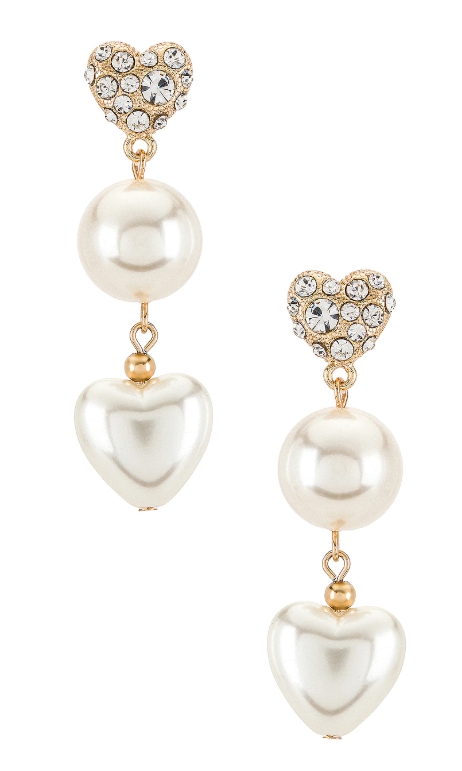 Pearl Heart Drop Earrings