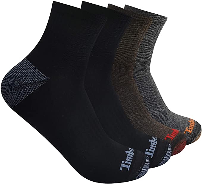 Timberland mens 4-pack Half Cushioned Quarter Socks