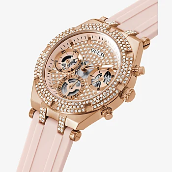 ROSE GOLD TONE CASE PINK SILICONE WATCH