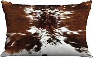 Mugod Cushion Cover Case Brown Cowhide Print,Decorative Throw Pillow Case for Sofa Couch Bed Chair,20x30 Inches