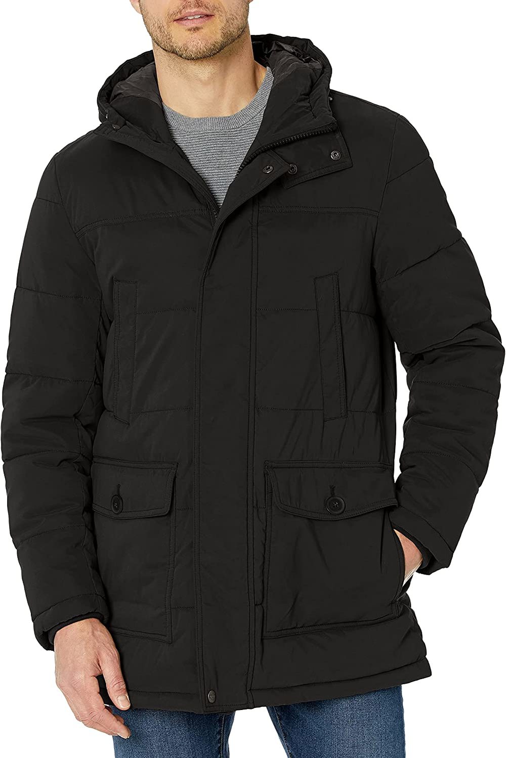 Dockers Men's Microtwill Long Hooded Parka