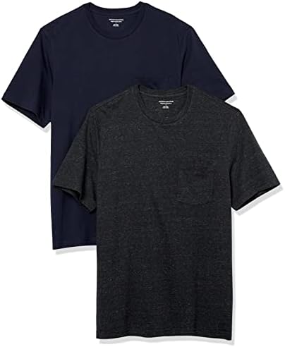 Amazon Essentials Men's Regular-Fit Short-Sleeve Crewneck Pocket T-Shirt, Pack of 2